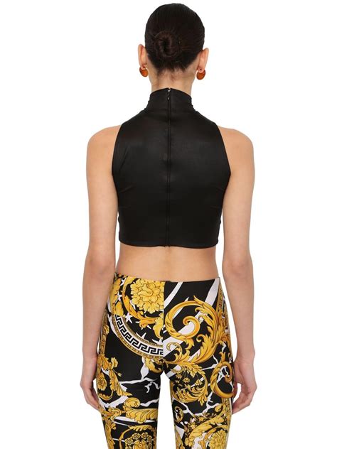 versace logo print stretch jersey crop top|Gianni Versace.